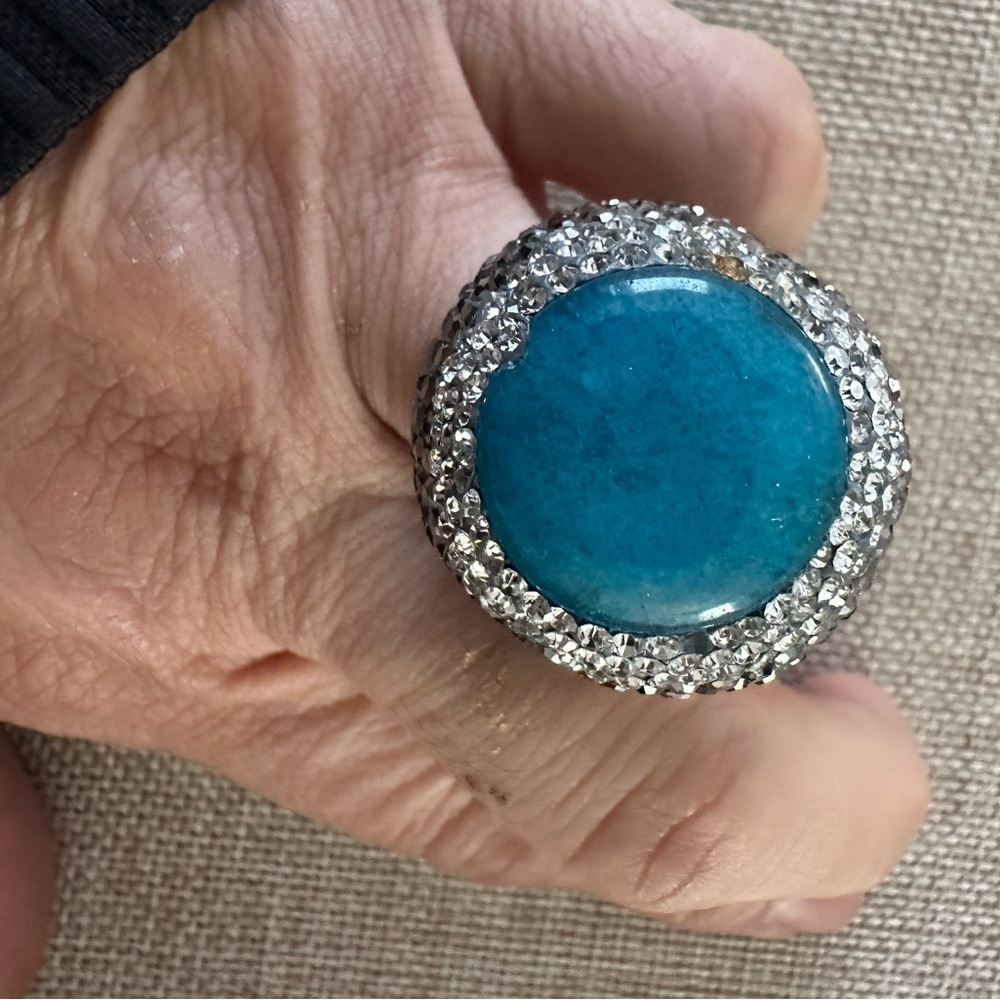 Elegant turquoise Stone Ring with crystal